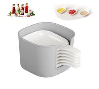 Générique Dipping Sauce Plate and Holder Set, Mini Dipping Bowls with Handle, for Ketchup, Soy, Barbecue, Condiments, Snacks, Fruits, Party Space-Saving Design (Gray)