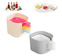 Générique Dipping Sauce Plate and Holder Set, Mini Dipping Bowls with Handle, for Ketchup, Soy, Barbecue, Condiments, Snacks, Fruits, Party Space-Saving Design (Pink Gray)