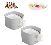 Générique Dipping Sauce Plate and Holder Set, Mini Dipping Bowls with Handle, for Ketchup, Soy, Barbecue, Condiments, Snacks, Fruits, Party Space-Saving Design (Gray 2)