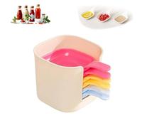 Générique Dipping Sauce Plate and Holder Set, Mini Dipping Bowls with Handle, for Ketchup, Soy, Barbecue, Condiments, Snacks, Fruits, Party Space-Saving Design (Pink)