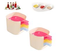 Générique Dipping Sauce Plate and Holder Set, Mini Dipping Bowls with Handle, for Ketchup, Soy, Barbecue, Condiments, Snacks, Fruits, Party Space-Saving Design (Pink 2)
