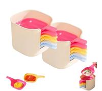 Générique Dipping Sauce Plate and Holder Set,Mini Dipping Bowls with Handle,Soy Sauce Dish,1 Rack with 6 Counts Seasoning Dish,for Ketchup, Soy, Barbecue and Party Dinner (Multicolor*2set)