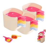 Générique Dipping Sauce Plate and Holder Set,Mini Dipping Bowls with Handle,Soy Sauce Dish,1 Rack with 6 Counts Seasoning Dish,for Ketchup, Soy, Barbecue and Party Dinner (Multicolor*3set)