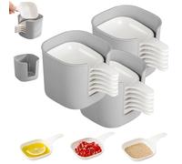 Générique Dipping Sauce Plate and Holder Set,Mini Dipping Bowls with Handle,Soy Sauce Dish,1 Rack with 6 Counts Seasoning Dish,for Ketchup, Soy, Barbecue and Party Dinner (White*3set)