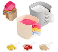 Générique Dipping Sauce Plate and Holder Set,Mini Dipping Bowls with Handle,Soy Sauce Dish,1 Rack with 6 Counts Seasoning Dish,for Ketchup, Soy, Barbecue and Party Dinner (Multicolor*1set+White*1set)