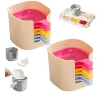 Générique Dipping Sauce Plate and Holder Set, Mini Home Kitchen Seasoning Sauce Dishes Bowls, 6Pcs Plastic Dipping Dish with Storage Box, for Condiments, Snacks, and Fruits (Colorful*2)