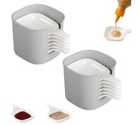 Générique Dipping Sauce Plate and Holder, Stackable 6-Piece Set Plastic Dipping Dish, Soy Sauce Dish, Condiment Bowls with Handle & Storage Box for Sushi/BBQ, Space-Saving Kitchen Organizer (White)