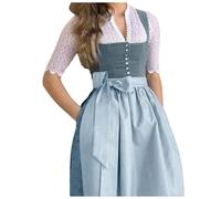 Générique Dirndl Femme Traditionnelle Dirndl Midi Robe Traditionelle de Bavière Allemande Manches Courtes Bavarois Oktoberfest Costumes d'Oktoberfest pour Loisirs Carnaval