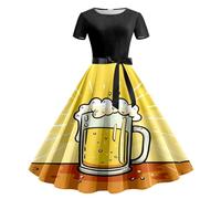 Générique Dirndl midi pour femme Chic Costume Bavarois Party Déguisement d'uniforme Allemand Festival Vêtements Robe d'halloween Oktoberfest Fete
