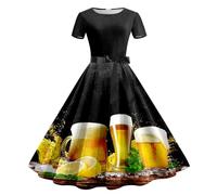 Générique Dirndl midi pour femme Chic Costume Bavarois Party Déguisement d'uniforme Allemand Festival Vêtements Robe d'halloween Oktoberfest Fete