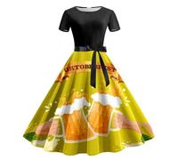 Générique Dirndl midi pour femme Chic Costume Bavarois Party Déguisement d'uniforme Allemand Festival Vêtements Robe d'halloween Oktoberfest Fete