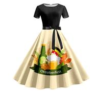 Générique Dirndl midi pour femme Chic Costume Bavarois Party Déguisement d'uniforme Allemand Festival Vêtements Robe d'halloween Oktoberfest Fete