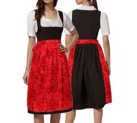 Générique Dirndl Robe Midi pour Femme Oktoberfest Costume Femme Déguisement Bavarois Grande Taille Dirndl Fille Tenue Tyrolienne Deguisement Adulte Moyen Age Robe Noir Halloween