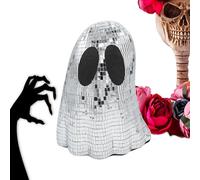 Générique Disco Ball Ghost, Halloween Glitter Centerpiece Sign, Spooky Seasonal Décor, Cute Tiered Tray Ornament for Fireplace Mantle, Desk, Table, Home Scenes, Small, Large, Silver