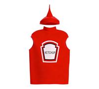 Générique Disfraz De Ketchup Para Niños - Traje De Comida Suave Y Transpirable | Ideal Para Halloween Cosplay Baile Escolar Niños Cuatro A Doce Años
