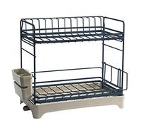 Générique Dish Drainer Rack Dish Drying Rack Dish Drying Rack with Drip Tray and Cutlery Holder 2 Tier for Kitchen Storage Organizer Counter/Gray,Blue