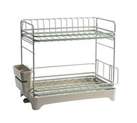 Générique Dish Drainer Rack Dish Drying Rack Dish Drying Rack with Drip Tray and Cutlery Holder 2 Tier for Kitchen Storage Organizer Counter/Blue,Green