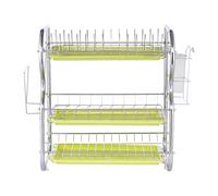 Générique Dish Drying Rack - 40x43.5x25cm 3-Tier Kitchen Counter Rack with Cutting Board Organizer and Three Water Catch Trays | Large Capacity Tableware Knife Draining Storage for Home