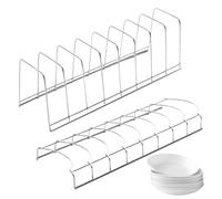 Générique Dish Rack Set, 2X Stainless Steel Storage Racks, Plate and Bowl Organizer, 11.93x4.13x0.98 inches, Drainer, Space Saving Plate Stand, Perfect for Kitchen Cabinet, Easy Cleanup