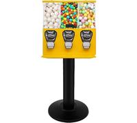 Générique Distributeur Automatique de Grandes Capsules avec Support, Distributeur de Boules de Gomme commerciales, Triple Distributeur de Bonbons for Boules de Gomme, Capsules et Bonbons(Yellow)