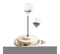 Générique Distributeur de Friandises Boule,Jeu Interactif avec Piste en Bois | avec Poteau à Ressort et Balle à Friandises - pour Alimentation Lente Interactive Stimulation Mentale et Anti-Ennui