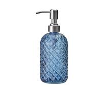 Générique Distributeur de Savon en Verre avec Pompe en Acier Inoxydable 304 pour Lotion et Savon, Bleu