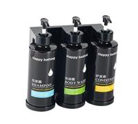 Générique Distributeur de Savon Mural avec Pompe à Lotion, Réservoir, Matériau étanche, Fonctionnement par Pression, Idéal pour Les Hôtels, 3 emplacements Noir