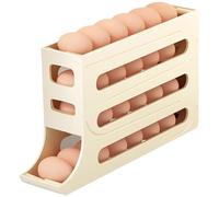 Générique Distributeur D'œufs Pour Réfrigérateur, Rangement Oeufs Frigo,Rouler Automatiquement La Boîte À Œufs À 4 Niveaux,rangement Frigo, Distributeur Oeufs, Peut Contenir 30 œufs (Beige)