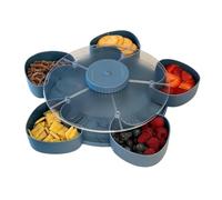 Générique Divided Serving Tray - Rotating Food Container | With Lid & Non-Slip Base, Tray For Vegetables, Fruit, Dipping Sauce, Appetizers, Travel, Picnic, Dining