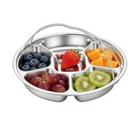 Générique Divided Serving Tray - Tiered Tidbit Container, Charcuterie Carrier, Stainless Steel Compartmentalized Dish | Culinary Hardware For Camping Picnics Movie Nights Holiday Party Buffet Table