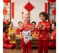 Générique DIY Chinese Lantern Craft Kit - Handmade Paper Lanterns with Decorations for Lunar New Year | Creative Activity Set with Tassels, Stickers, and Tools for Kids and Adults