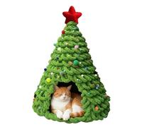 Générique DIY Christmas Tree Cat Bed, Indoor Kitten Tent Material Set, Fun Christmas Tree Shaped Cats Bed, Soft Green Pet Tent Bedding Furniture for Cats Dogs