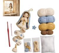 Générique DIY Crochet Blessed Mother Spiral Hanging Ornament Kit, Beginner Friendly Christian Virgin Mary Faith Spiral Hanging Decor Craft Set with Soft Yarn,Handmade Religious Creative Gift