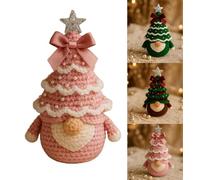 Générique DIY Crochet Christmas Gnome Kit, Beginners Craft Knitting Gnomes Tree Ornament, Bow Pearl Xmas Gnome Crafts Set with Detailed Pattern