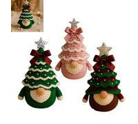 Générique DIY Crochet Christmas Gnome Kit, Beginners Craft Knitting Gnomes Tree Ornament, Bow Pearl Xmas Gnome Crafts Set with Detailed Pattern