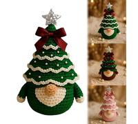 Générique DIY Crochet Christmas Gnome Kit, Beginners Craft Knitting Gnomes Tree Ornament, Bow Pearl Xmas Gnome Crafts Set with Detailed Pattern