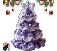 Générique DIY Crochet Christmas Tree Kit - Beginner Craft Set with Bow & Pearl Embellishments, Handmade Holiday Decoration (#C)