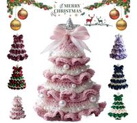 Générique DIY Crochet Christmas Tree Kit - Handmade Holiday Decoration Set, Christmas Tree Crochet Kit for Beginners,Home Craft with Yarn, Hook, Beads & Instructions (Pink)