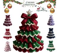 Générique DIY Crochet Christmas Tree Kit - Handmade Holiday Decoration Set, Christmas Tree Crochet Kit for Beginners,Home Craft with Yarn, Hook, Beads & Instructions (Green Red)
