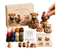 Générique DIY Felt Animal Craft Kit Wool Mat Needle Instruction Sewing Set
