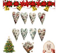 Générique DIY Heart Shaped Hand Christmas Ornament Embroidery Kits,Beginner Cross Stitch Craft Set with Needles and Thread,for Home Holiday Tree Hanging Decorations (K)