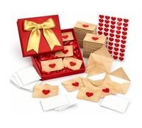 Générique DIY Love Notes Box,Mini Blank Love Notes and Envelopes with Heart Stickers,Romantic Secret Note Cards Gifts for Valentine’s Day Boyfriend Girlfriend
