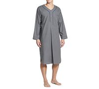 Générique Djellaba Homme Coton Manches Longues Qamis de Priere Caftan Musulman avec Poche Jelaba avec Boutons Pyjama Hommes Kamis Islamique Boubou Africain Robe Arabe Col V Gandoura Gris 3XL