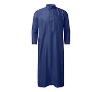 Générique Djellaba Homme Musulman Col Montant Islamique Vêtements De Prière Qamis Caftan Manche Longue Couleur Unie Moyen-Orient Pakistan Caftan Musulmans Musulman Chemise De Nuit Longue