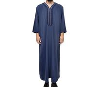 Générique Djellaba Homme Tunique Caftan Qamis Prière avec Poche Secrète pour Étui De Coran Portable Boubou Grand Africain Bazin Riche Grande Taille Femme Robe D'été c-Bleu XXL