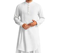 Générique Djellaba Homme Vetement Africain Dashiki Dengri Tunisien Qamis Abaya Kurta Mariage Robe À Manches Courtes Col En V Pour Les Musulmans Boubou Ihram Musulman Tenu Africaine