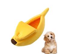 Générique Dog Banana Bed - Warm Soft Plush Breathable Bed, Banana Sleeping Pod for Dogs, Portable Cute Design Yellow Sleep Nest for Chinchillas, Kittens, Ferrets, Hamsters, and Rabbits