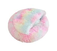 Générique Dog Bed, Rainbow Cat Bed, Cozy Burrow Dog Bed, Plush Donut Pet Bedding, Warm Calming Cushion, Soft Pet Furniture, Comfortable Sleep Nest for Cat, Small Dog, Home, Indoor, Winter