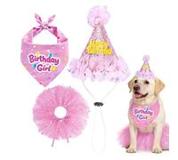 Générique Dog Birthday Decorations,Cute Hat Dress Bandana Large Medium Small,Girl Dogs Tutu Skirt Outfit | for Families Friends Women Men Lovers
