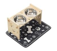 Générique Dog Bowls Elevated - Adjustable Wooden Raised Pet Feeder with Splash Guard | Cat Food & Water Bowl Set for Dogs & Cats, Indoor Outdoor Home Travel Daily Use
